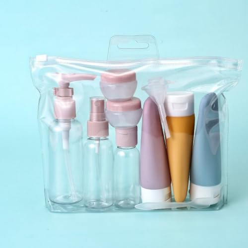 Premium Travel Container Set | Portable Press Bottles for Cosmetics, Shampoo, Lotion & Cream, Vacuum-Sealed Refillable Bottles 3-3 - color: Morandi Color 11-Piece Set