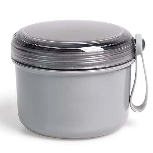 Uouovo Large Denture Bath Cup No Leak Denture Case Retainer Cleaner Case Complete Cleaning Care Denture Clear and Retainer Denture Holder for Soaking (grey) - color: grey