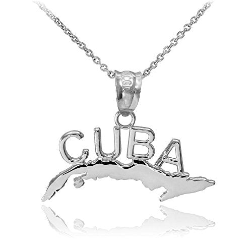 High Polish 925 Sterling Silver Cuba Pendant Necklace