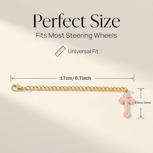 Steering Wheel Rosary,Steering Wheel Charm,Catholic Car Accessories Pink - style: D