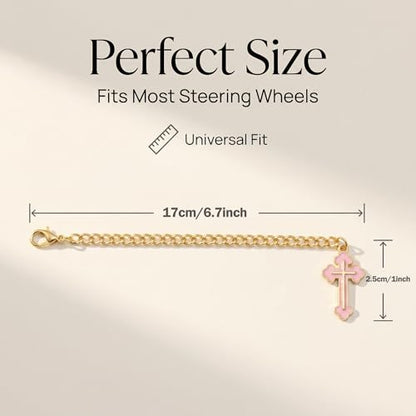 Steering Wheel Rosary,Steering Wheel Charm,Catholic Car Accessories Pink - style: D