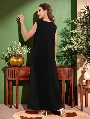 Modest Sleeveless Inner Dress for Abaya Muslim Women Maxi Long Slip Under Dress Prayer Islamic Dubai TurkeyJilbab Clothing - color: Black, size: Large