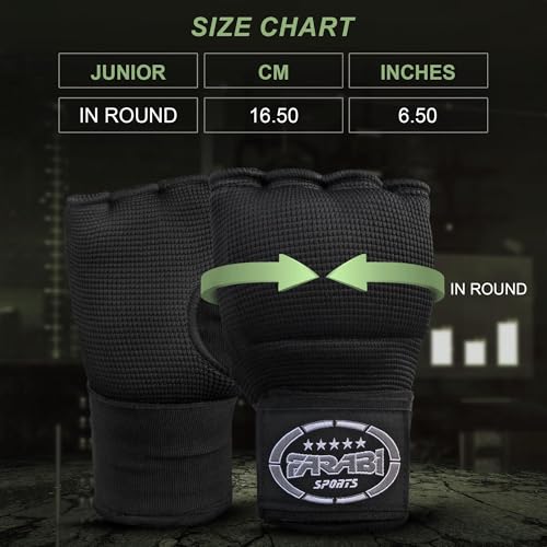 FARABI Kids Hybrid Boxing Inner Gloves Punching Boxing Gloves - color: All Black
