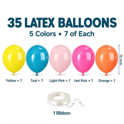 Colorful Balloons, 12 Inch Rainbow Multicolor Balloon for Birthday Party - color: Tropical Summer