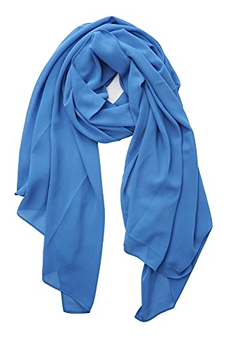 YOUR SMILE for Women Lightweight Breathable Solid Color Soft Chiffon Long Fashion Scarves Sun-proof Shawls Wrap - color: Blue