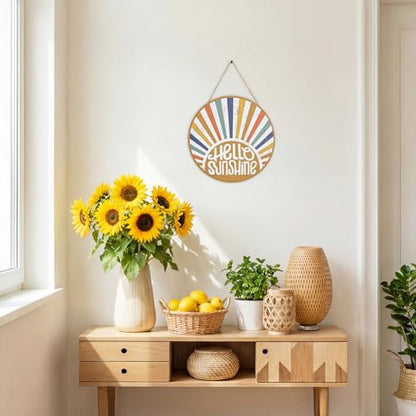 Smile Summer Welcome Wooden Decorations, Hello Summer Sunshine, Farmhouse Hanging Door Decor for Holiday Home Accent - style: Sunshine