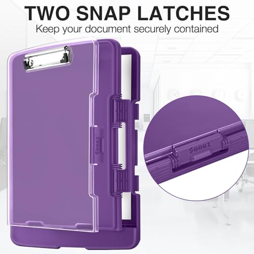 Sooez Original Clipboard with 2 Storage & Pen Holder, Heavy Duty Clip Boards 8.5x11 with Dual Storage, Clearview Dry Erase Coach Clipboard with Real Hinge, High Capacity, School & Office Supplies - color: Purple