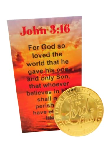 Westmon Works Gods Word is Our Compass Token Pack Metal Pocket Trinket with John 3:16 Christian Holy Card Gift Set