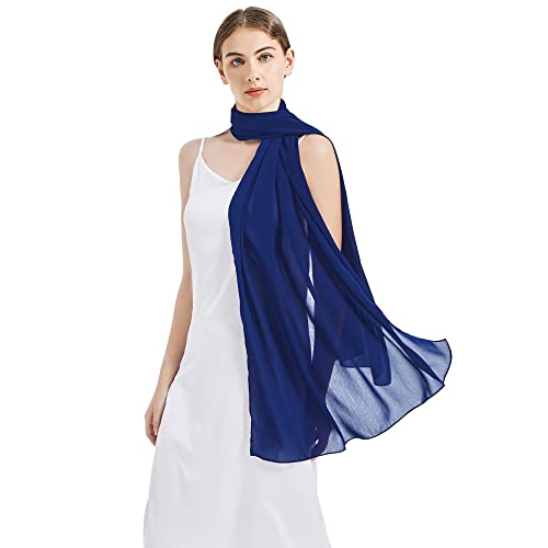 Chiffon Shawls and Wraps - Lightweight Scarve for Women Evening Dresses Wedding Bridal Formal Party - color: G-royal Blue