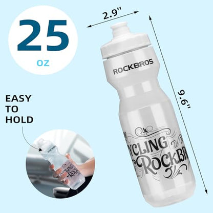 ROCKBROS Bike Water Bottle 20oz-25oz Squeeze Cycling Water Bottle BPA Free Leak Proof Sports Water Bottle with Dust Cover for Bicycle Running Gym Outdoor - color: 25oz Black Red, style: 1 Pack