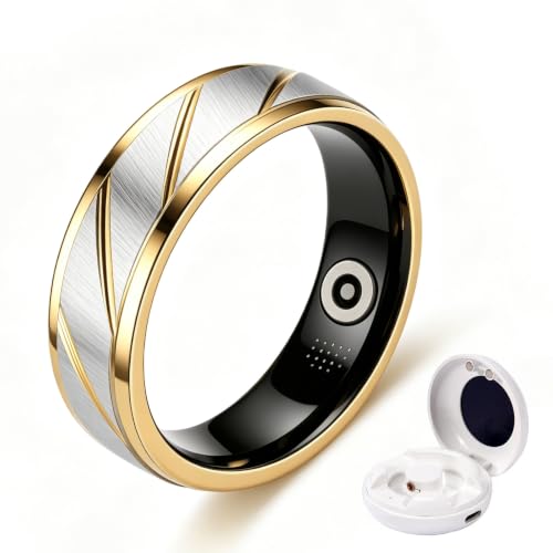 Smart Ring for Women Men, Two-Tone Gold Silver Health Tracker Ring with Sleep Heart Rate Blood Oxygen Monitor, Waterproof Titanium Smart Rings, Fitness Activity Tracker Ring for Sports Daily Wear #8 - size: #8