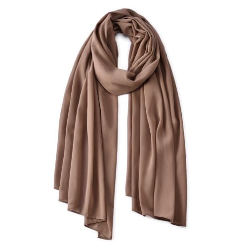 Yeieeo Chiffon Head Wraps for Women - Solid Color Fashion Bubble Chiffon Scarf Hijab - color: Khaki