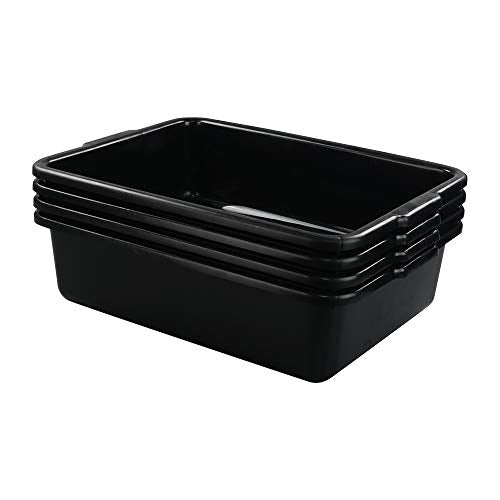 4 Packs Plastic Bus Boxes/Bus Tubs, 13 L Black Commercial Bus Boxes - size: 13 L