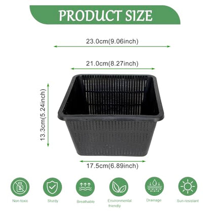 16 Pcs 9 Inch Square Aquatic Plant Baskets for Hydroponics Water Garden Plant Pots Black Plastic Mesh Basket Plastic Mesh Pond Containers for Live Aquarium Plants - style: 9" Square-16 PCS