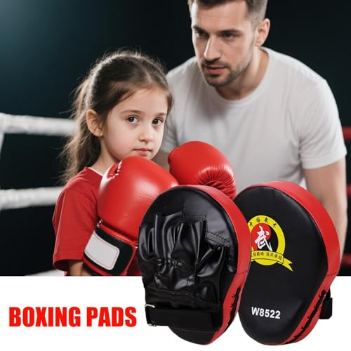Punching Pads - High Density Foam Material, Strike Training Tool, Shock Absorbing Durable Kickboxing Mitts, Handheld Combat Practice | Thai Karate MMA for Home Gym Workout Exercise - color: Red