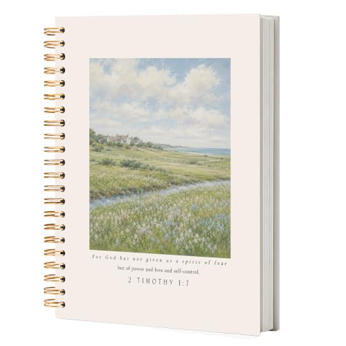 NATSUNO Christian Bible Verse Spiral Notebook Journal 5.5x8.3in - color: White Vintage Wildflower