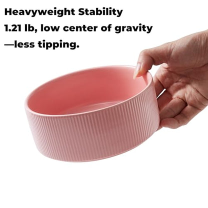Guinea Pig Vegetable Bowl, 6 in Pink Ceramic Shallow Dish | Weighted Base, Approx. 20 fl oz Capacity, For Guinea Pigs, Chinchillas, Rabbits And Ferrets, Food Or Water
