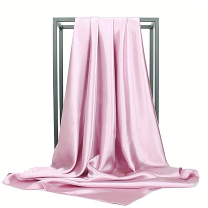 vimate 35" Square Silk Like Head Scarf - Women's Fashion Satin Scarf Bandana for Hair Wrapping at Night. - color: J1#. 2 Pack - Pink
