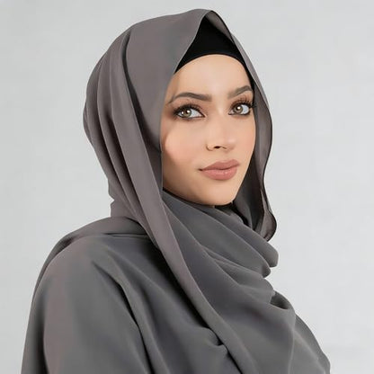 Yeieeo Chiffon Head Wraps for Women - Solid Color Fashion Bubble Chiffon Scarf Hijab - color: Dark Grey