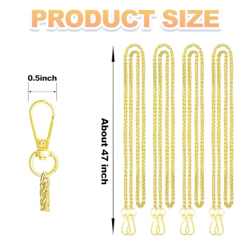 ELANE 4 Pack Purse Chain Strap，47 inch Purse Straps Replacement Crossbody Purse Chains for Handbags DIY - color: S-gold-4 Pack