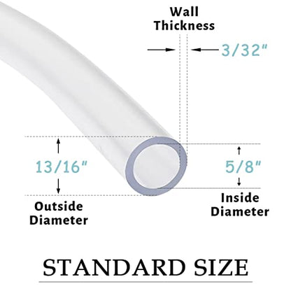 DAVCO 5/8" ID x 25ft Clear Vinyl Tubing, Low Pressure Flexible PVC Tubing, Heavy Duty UV Chemical Resistant Lightweight Plastic Vinyl Hose, BPA Free and Non Toxic - size: 5/8"ID, style: 25 Feet
