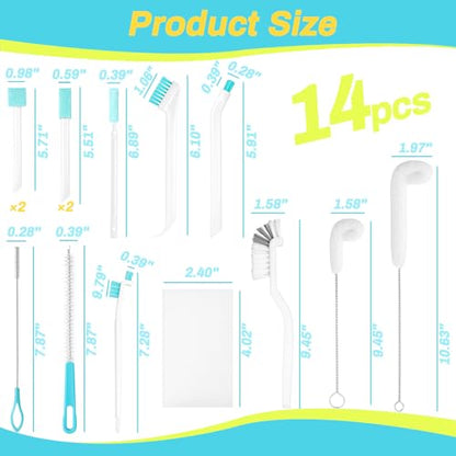 Potanro Ice Machine Cleaner Brush Sets,14Pcs Ice Maker Cleaner Tools | Gap Crevice Cleaning Brushes Tools Small Spaces, Scrub Sponge, Thin Brush for Countertop,Cleaning Window Track, Straw, Bottle