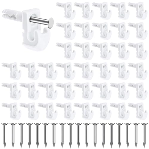 48 Pack Wire Shelf Clips, Plastic Drywall Back Wall Clips for Wire Shelving | White Wall Mounted Wire Shelf Brackets Loop Clips with Screws & Expansion Tubes, Fits Wire Closet Shelving - color: Drywall clips 48 PACK