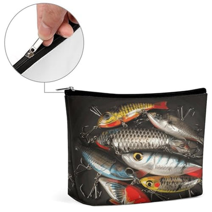 Fishing Bait Makeup Bag for Women, Toiletry Bag Portable PU, Cosmetic Bag Travel Essentials Toiletries Accessories