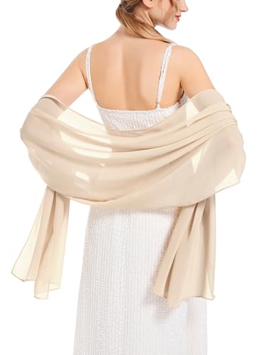 Shawls and Wraps Soft Chiffon Scarve Scarf For Evening Party Dresses Wedding Stole - color: Champagne1