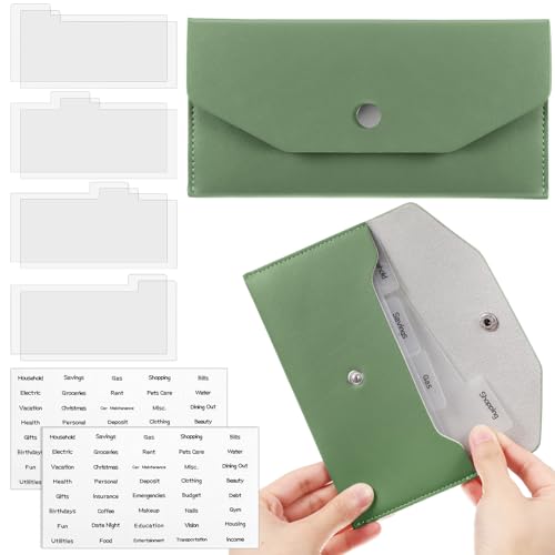 Frienda Cash Envelope Wallet Budget 8 Dividers, Sage Green, Classic - color: Sage Green, style: Classic