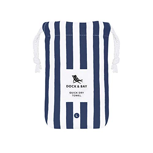 Dock & Bay Beach Towel - Quick Dry, Sand Free - Compact, Lightweight - 100% Recycled - Includes Bag - Cabana - Whitsunday Blue - Extra Large (200x90cm, 78x35) - color: Cabana - Whitsunday Blue, size: Extra Large (200x90cm, 78x35")