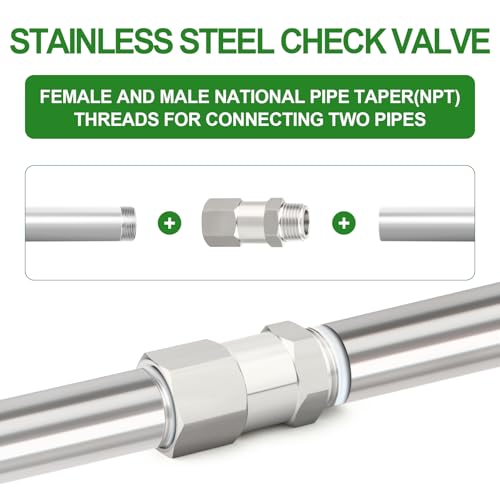 1PCS 316L Stainless Steel 1/4" NPT Male x 1/4" NPT Female Check Valve,Backflow Prevention,One Way Non-Return Check Valves - size: 1/4" (Fx M)NPT