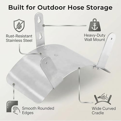 Gardzen 304 Stainless Steel Garden Hose Holder, Heavy Duty Wall Mounted Hanger, Rust-Resistant Outdoor Storage Rack for Backyard, Fence, Garage & Shed - size: 1 Pack