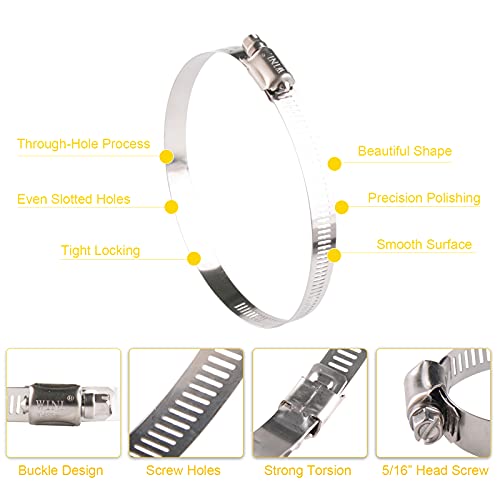 WINL 3.5'' Stainless Steel Hose Clamps- 8 Pack SAE 56 Worm Gear Drive Hose Clamps 3 Inch to 4 Inch (76mm-102mm) for Automotive Plumbing, 3 1/2'', 3 3/4’’, 3 1/4'' Clamps - size: SAE#56 ( 3" ~ 4" )