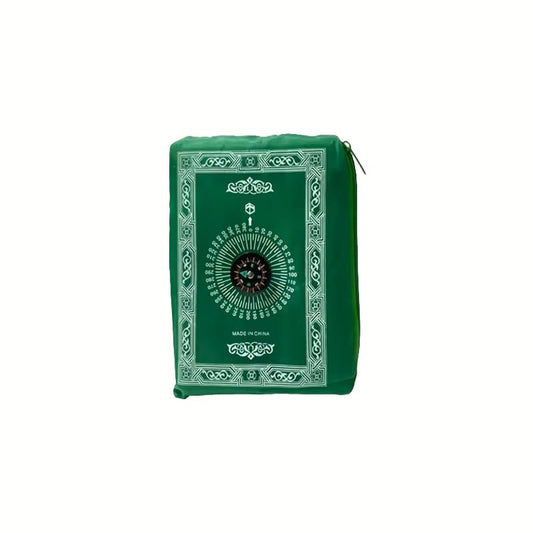 1pc Portable Polyester Prayer Mat, Square, Machine Washable, Green