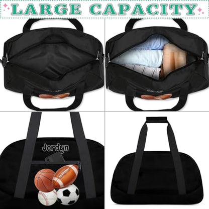 Custom Sports Football Basketball Baseball Duffel Bag, Solid Black | Personalized Named Practice Travel Overnight Training Bag - color: Color 20