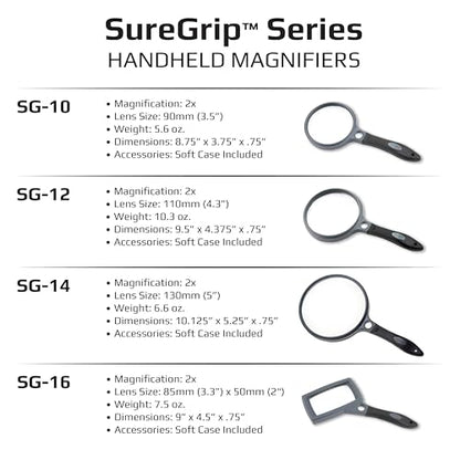 Carson SureGrip 2x Acrylic Soft Grip Magnifier with 11.5x Spot Lens (SG-14) - style: 5"