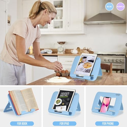 2Pack Book Stand - Waterproof Book Holder, Lightweight, Hands Free (Blue+Purple, 11.82" * 8.26") - color: A2(blue+purple)