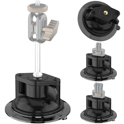 MINIFOCUS Suction Cup Base with 1/4" Female Threaded for Hook, Camera or Phone Mount, Magic Arm, Heavy Duty Suction Cup for Windshields, Smooth Walls, Mirrors, and Other Glossy Surfaces - style: S1016
