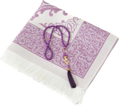 Premium Area Rug for Islamic Prayers - Muslim Prayer Mat and Rug for Men with Arabic Gifts - Traditional Islamic Prayer Rug Islam - سجادة صلاة Included - color: Lilac