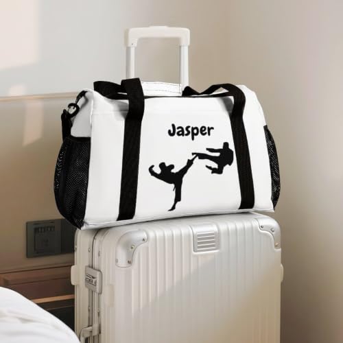 Custom Name Taekwondo Karate Duffle Bag for kids Boy Girls,Personalized Martial Arts Gear Bag,Water-Resistant Sparring Equipment White - color: Taekwondo Karate-06