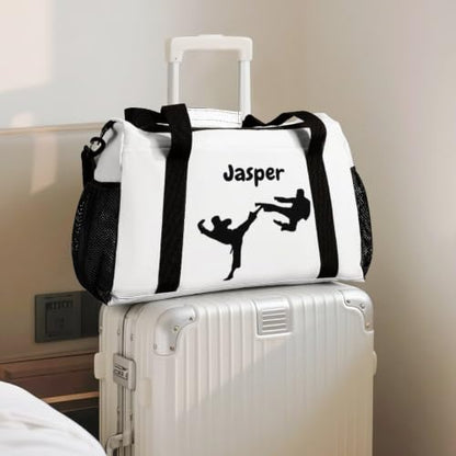 Custom Name Taekwondo Karate Duffle Bag for kids Boy Girls,Personalized Martial Arts Gear Bag,Water-Resistant Sparring Equipment White - color: Taekwondo Karate-06