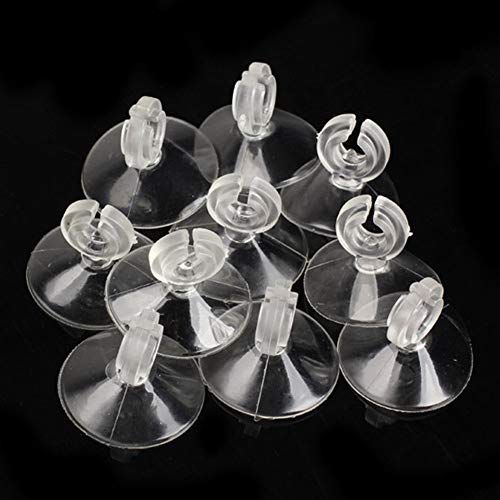 Xiaokeis 10 Pcs Aquarium Suction Cups, Suction Cup Clips with Ultra Strong Suction Force, Reusable Airline Tube Clips Holders Small Suction Cups for Fish Tank, Aquarium Airline Tubing/Hose(Clear)