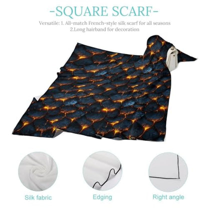 Women’s Square Scarf 27"x27", Lightweight Chiffon Satin Feel Fashion Scarf for Neck Hair Band Head Wrap Bag Accessory - color: Dragon Scale Glow Effect