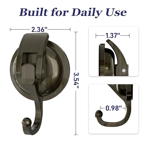 Heavy Duty Vacuum Suction Cup Hooks, Green Bronze Plated Polished Super Suction for Kitchen Bathroom, 2 Pack - color: Green Bronze