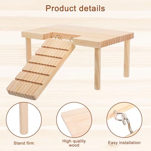 Reptiles Hideout Wooden with Climbing Ramp Bearded Dragon Hide Cave Wood Aquariums & Terrariums Accessories for Bearded Dragons Leopard Geckos Lizards Turtles Hamsters(U-Shape)