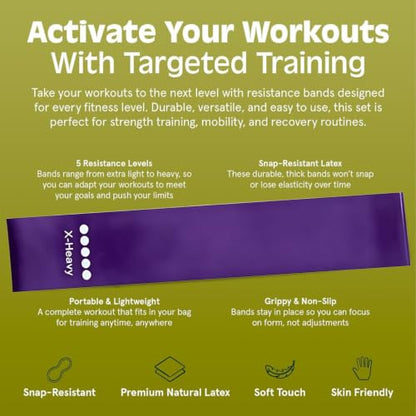 Ring Resistance Bands, X-Heavy Heavy Duty Total Body Fitness Exercise Bands | A Must Have for Fitness Men and Women, Black 3 Pieces - color: Purple