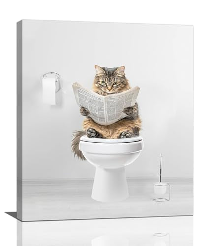 Cat Wall Art Funny Cat Bathtub Bathroom Pictures Wall Decor Canvas Prints Framed Artwork Paintings Office Home Decorations For Bathroom Bedroom Living Room 20"x24" - color: Cat, size: 20L" x 24W"