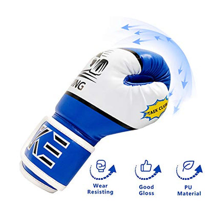 CKE Boxing Gloves for Kids Ages 5-12, Beginner Punch Bag Training Gloves | Youth boxing gloves and kids boxing gloves for boys and girls, ideal for beginner practice, punching drills and training - color: BLUE