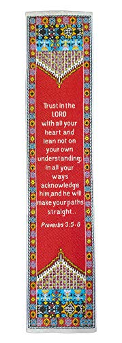 Logos Bookmark -Proverbs 3:5-6 - Red, Christian, Cloth Carpet Bookmark - color: Trust in the Lord - Red, size: Single